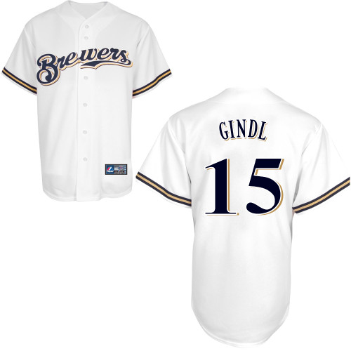 Caleb Gindl #15 Youth Baseball Jersey-Milwaukee Brewers Authentic Home White Cool Base MLB Jersey